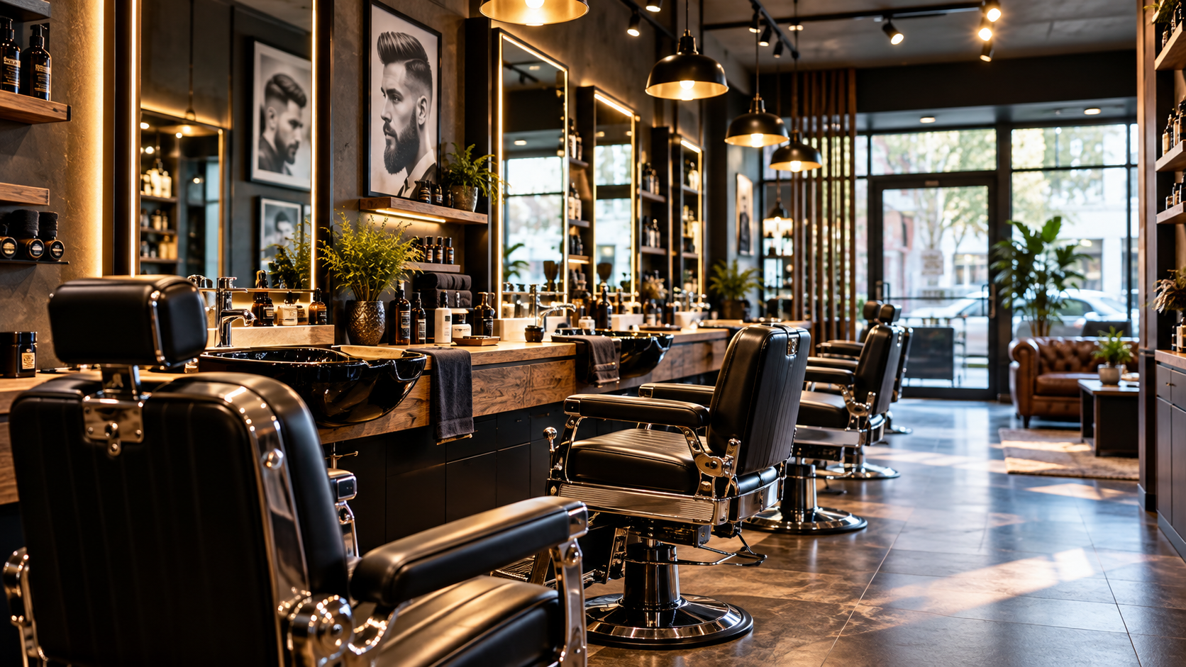 Salon mit klassischen Friseurstühlen bei FORMEN